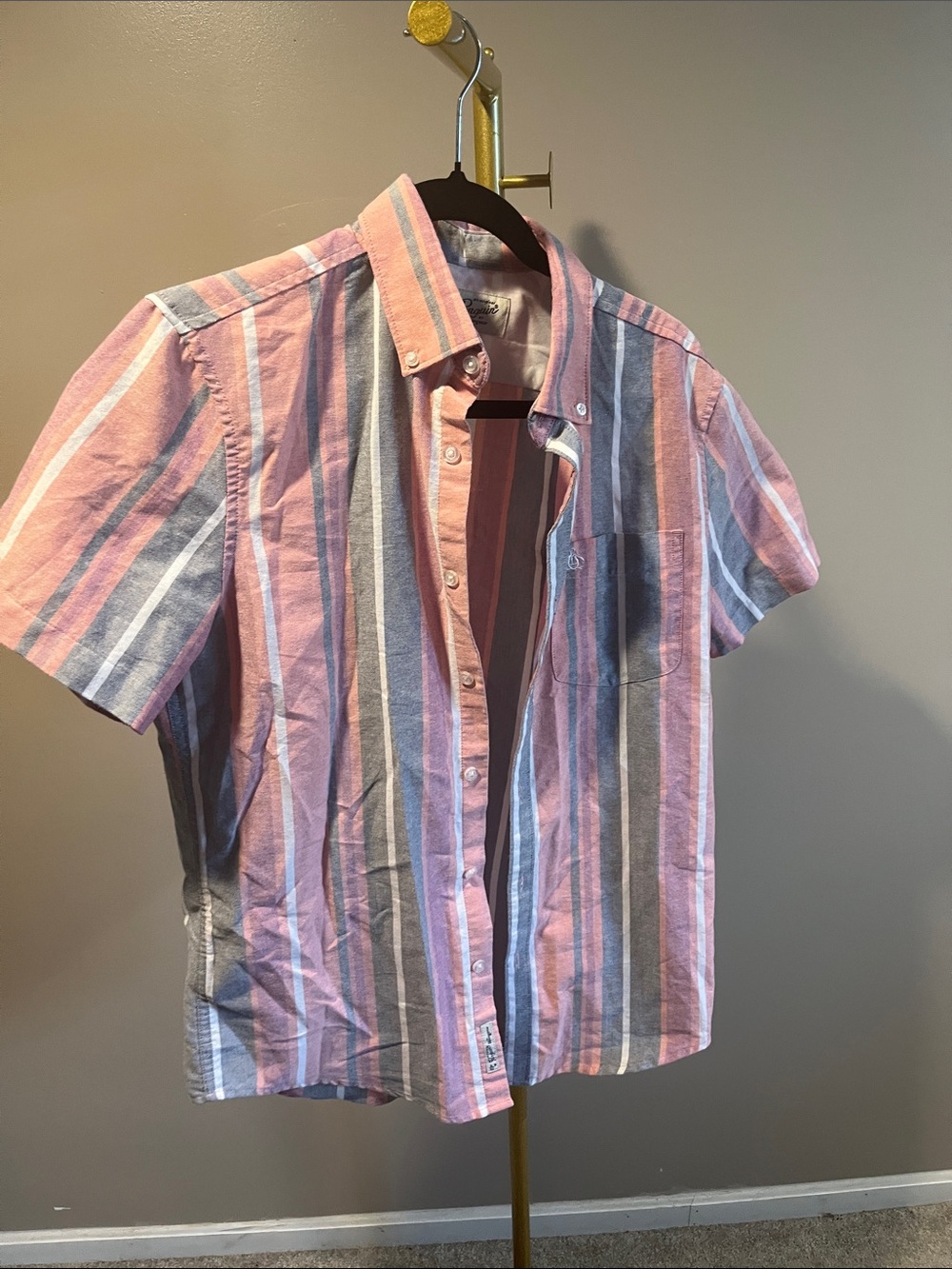 Original Penguin Pink & Gray Striped Short-Sleeve Button-Down Shirt